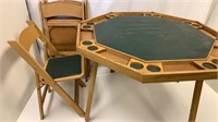 Wood Poker Table with 4 folding chairs*