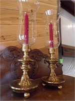 Beautiful 18" Brass candleholders with chimneys