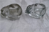 Glass Cat Candle Holders