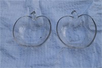 2 Glass Apple Serving Bowls
