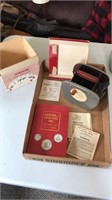 Vintage card shuffler and coin book lot