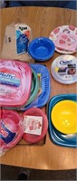 Large lot of Plastic plates, bowls, bags