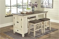 Ashley D647 Bolanburg Storage Island & 4 Bar Stool