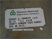 Porcelain DIAMOND SHAMROCK Oil Lease Sign