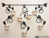 Metal Vine Leaf Tea Light Candelabra Wall Sconce