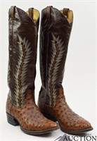 Men's Larry Mahan Ostrich Western Cowboy Boots 10