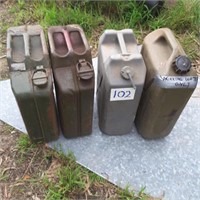 2 Steel Fuel Cans & 2 Plastic Water Cans
