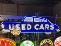 Superb Original 1940s USED CARS Enamel Neon Sign