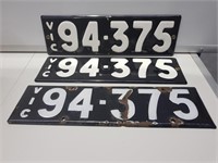 Set of Enamel Victorian Heritage Number Plates