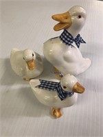 3 Porcelain Ducks-one mom & 2 ducklings