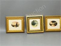 3- framed mini watercolors - 4 x 4.5",   4 x 4"