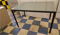 Metal kitchen table with frosted glass top