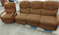 Retro reclining couch and rocking arm chair