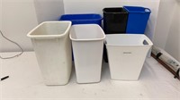 Lot of six garbage/recycle cans