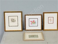 4 framed florals