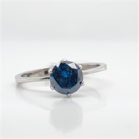 Certified 14K Blue Diamond(0.77Ct,I1) Ring