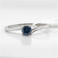 Certified 10K Blue Diamond(0.23Ct,I1) Ring