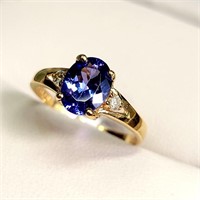 $3000 10K  Tanzanite(1.4ct) Diamond(0.07ct) Ring