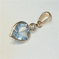 $1000 14K  Blue Topaz(1.4ct) Diamond(0.09ct) Penda