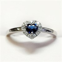 $2400 14K  Sapphire(0.4ct) Diamond(0.1ct) Ring