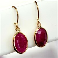 Certified 14K Burma Ruby(3ct) Earrings