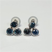 $4000 14K  Blue Diamond (~1.2ct) Earrings
