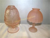 2pc Pink Glass Fairy Lamps