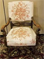 Vintage Fabric Oak Chair