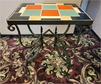 Retro  Block Color Tile Top End Table