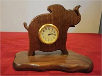 Handcrafted Wooden Elephant Desktop Clock