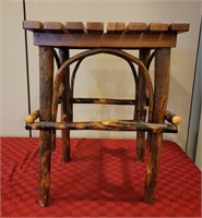 Rustic Wooden Slatted End Table