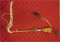 Native American Gourd Rattle w/ Wooden Stem