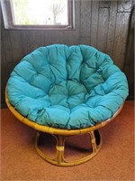 Papasan Chair w/ Green Cushion