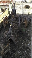Antique Metal Wheeled Two-Row Plow