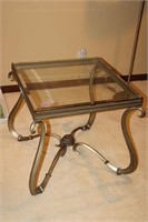 GLASS AND METAL SIDE TABLE