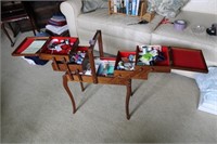 SEWING STAND WITH CONTENTS