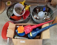 Oil Pans, Funnels, Oil Squirt Cans & Oil Spouts