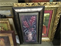 (5) Picture Frames (1) Flower vase painting