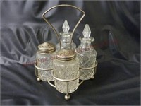 Vintage Cruet Salt & Pepper Set w Stand