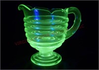 Vintage Green Uranium Glass Creamer