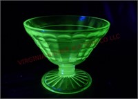 Block Optic Green Uranium Glass Sherbet Cup