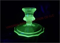 Vintage Green Uranium Glass Taper Candlestick