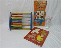 Playskool Abacus, Wood Puzzle & Mrs Beasley Book
