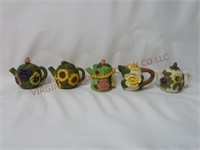 Miniature Resin Flower Themed Teapots