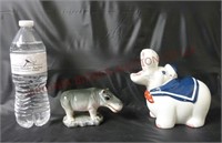 Hippo Figurine & Hippopotamus Coin Bank