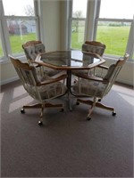 OCTAGON GLASS DINETTE TABLE/4 CHAIRS