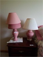 PAIR OF PINK TABLE LAMPS