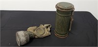 WW2 German Military Gas Mask With Can