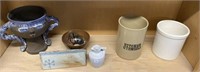 CONTENTS OF SHELF- ASSORTMENT OF POTTERY &