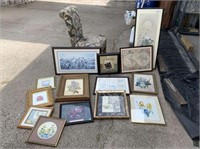 14 PIECE GROUPING- ASSORTED FRAMED PICTURES